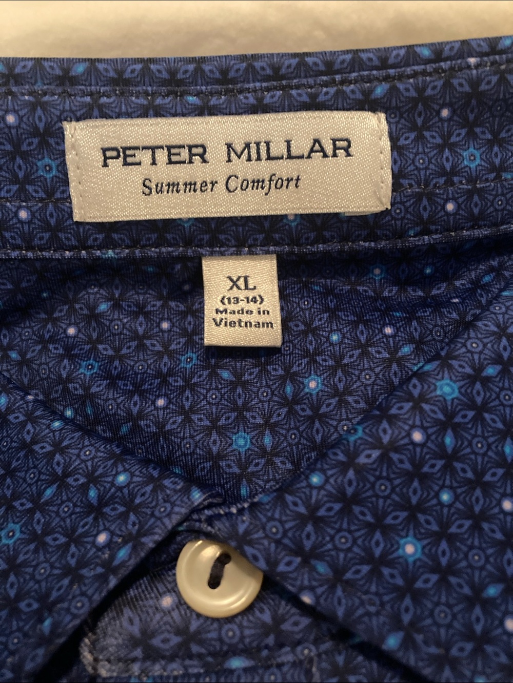 Peter Millar summer comfort Youth Navy Blue Micro-Print Polo - Picture 2 of 11